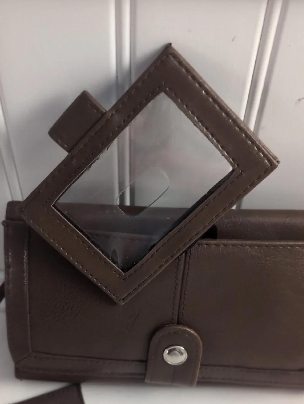 Women's Brown Leather Wristlet Wallet with Keyring